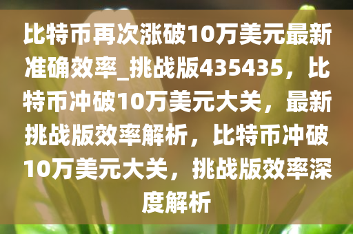 比特币再次涨破10万美元最新准确效率_挑战版435435，比特币冲破10万美元大关，最新挑战版效率解析，比特币冲破10万美元大关，挑战版效率深度解析