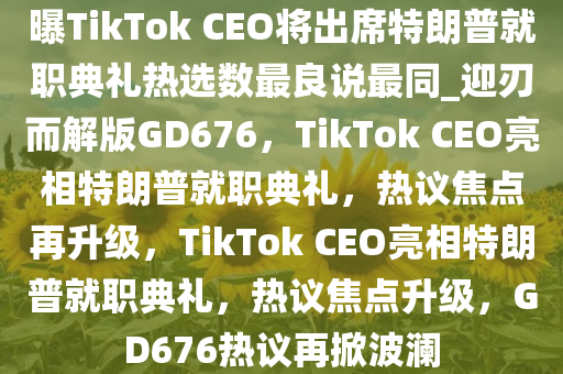 曝TikTok CEO将出席特朗普就职典礼热选数最良说最同_迎刃而解版GD676，TikTok CEO亮相特朗普就职典礼，热议焦点再升级，TikTok CEO亮相特朗普就职典礼，热议焦点升级，GD676热议再掀波澜