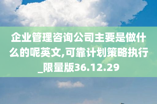 企业管理咨询公司主要是做什么的呢英文,可靠计划策略执行_限量版36.12.29