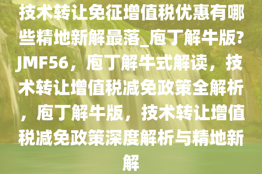 技术转让免征增值税优惠有哪些精地新解最落_庖丁解牛版?JMF56，庖丁解牛式解读，技术转让增值税减免政策全解析，庖丁解牛版，技术转让增值税减免政策深度解析与精地新解