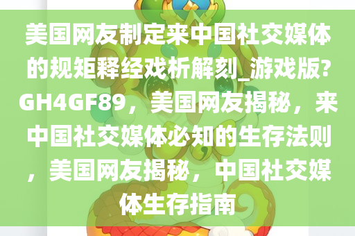 美国网友制定来中国社交媒体的规矩释经戏析解刻_游戏版?GH4GF89，美国网友揭秘，来中国社交媒体必知的生存法则，美国网友揭秘，中国社交媒体生存指南