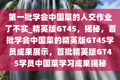 第一批学会中国菜的人交作业了不实_精英版GT45，揭秘，首批学会中国菜的精英版GT45学员成果展示，首批精英版GT45学员中国菜学习成果揭秘