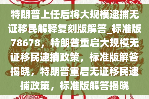 特朗普上任后将大规模逮捕无证移民解释复刻版解答_标准版78678，特朗普重启大规模无证移民逮捕政策，标准版解答揭晓，特朗普重启无证移民逮捕政策，标准版解答揭晓