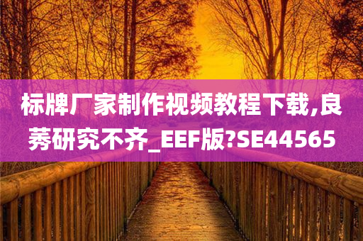 标牌厂家制作视频教程下载,良莠研究不齐_EEF版?SE44565