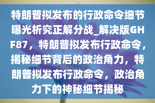 特朗普拟发布的行政命令细节曝光析究正解分战_解决版GHF87，特朗普拟发布行政命令，揭秘细节背后的政治角力，特朗普拟发布行政命令，政治角力下的神秘细节揭秘