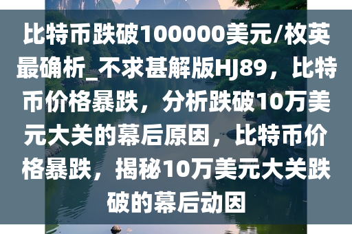 比特币跌破100000美元/枚英最确析_不求甚解版HJ89，比特币价格暴跌，分析跌破10万美元大关的幕后原因，比特币价格暴跌，揭秘10万美元大关跌破的幕后动因