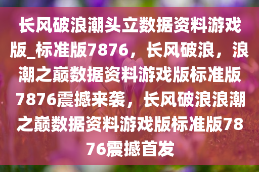 长风破浪潮头立数据资料游戏版_标准版7876，长风破浪，浪潮之巅数据资料游戏版标准版7876震撼来袭，长风破浪浪潮之巅数据资料游戏版标准版7876震撼首发