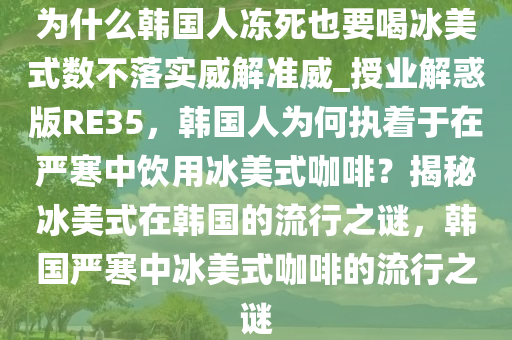 为什么韩国人冻死也要喝冰美式数不落实威解准威_授业解惑版RE35，韩国人为何执着于在严寒中饮用冰美式咖啡？揭秘冰美式在韩国的流行之谜，韩国严寒中冰美式咖啡的流行之谜