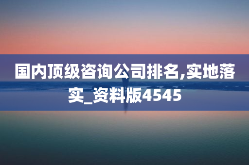 国内顶级咨询公司排名,实地落实_资料版4545