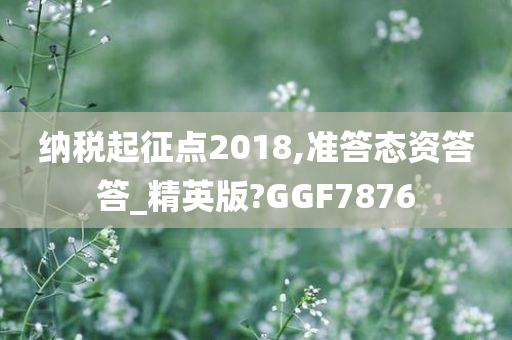 纳税起征点2018,准答态资答答_精英版?GGF7876