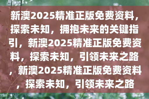 新澳2025精准正版免费资料，探索未知，拥抱未来的关键指引，新澳2025精准正版免费资料，探索未知，引领未来之路，新澳2025精准正版免费资料，探索未知，引领未来之路