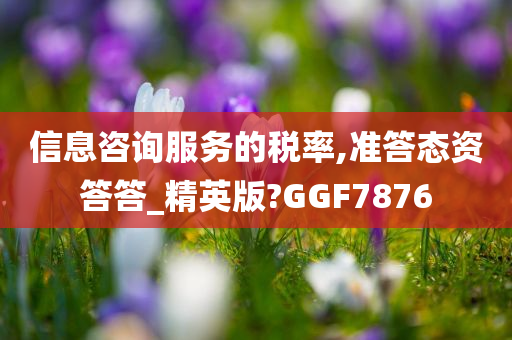 信息咨询服务的税率,准答态资答答_精英版?GGF7876