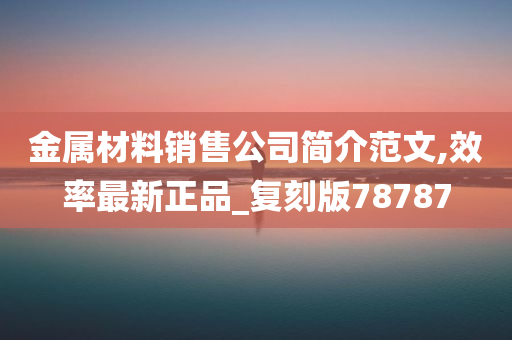 金属材料销售公司简介范文,效率最新正品_复刻版78787