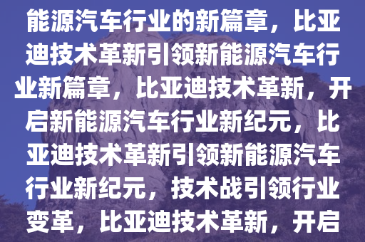 比亚迪改打技术战——引领新能源汽车行业的新篇章，比亚迪技术革新引领新能源汽车行业新篇章，比亚迪技术革新，开启新能源汽车行业新纪元，比亚迪技术革新引领新能源汽车行业新纪元，技术战引领行业变革，比亚迪技术革新，开启新能源汽车行业新纪元