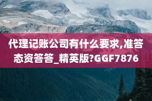 代理记账公司有什么要求,准答态资答答_精英版?GGF7876