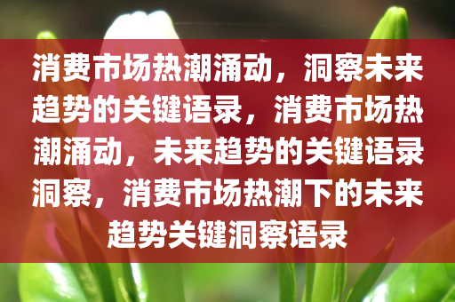 消费市场热潮涌动，洞察未来趋势的关键语录，消费市场热潮涌动，未来趋势的关键语录洞察，消费市场热潮下的未来趋势关键洞察语录