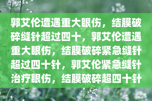 郭艾伦遭遇重大眼伤，结膜破碎缝针超过四十，郭艾伦遭遇重大眼伤，结膜破碎紧急缝针超过四十针，郭艾伦紧急缝针治疗眼伤，结膜破碎超四十针