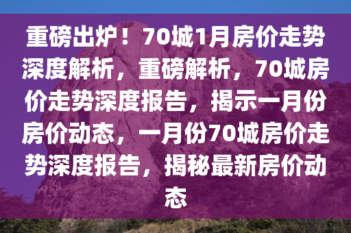 重磅出炉！70城1月房价走势深度解析，重磅解析，70城房价走势深度报告，揭示一月份房价动态，一月份70城房价走势深度报告，揭秘最新房价动态