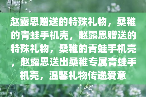 赵露思赠送的特殊礼物，桑稚的青蛙手机壳，赵露思赠送的特殊礼物，桑稚的青蛙手机壳，赵露思送出桑稚专属青蛙手机壳，温馨礼物传递爱意