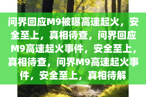 问界回应M9被曝高速起火，安全至上，真相待查，问界回应M9高速起火事件，安全至上，真相待查，问界M9高速起火事件，安全至上，真相待解