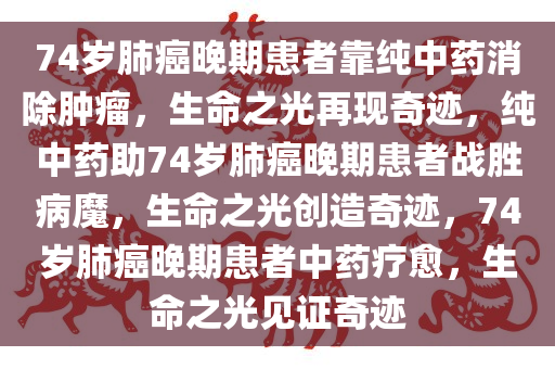 74岁肺癌晚期患者靠纯中药消除肿瘤，生命之光再现奇迹，纯中药助74岁肺癌晚期患者战胜病魔，生命之光创造奇迹，74岁肺癌晚期患者中药疗愈，生命之光见证奇迹