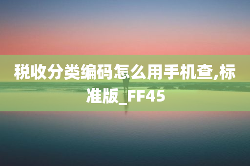 税收分类编码怎么用手机查,标准版_FF45