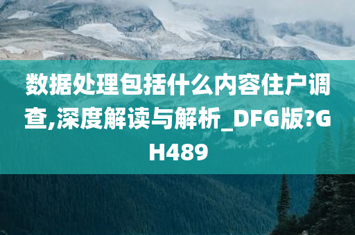 数据处理包括什么内容住户调查,深度解读与解析_DFG版?GH489