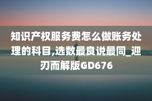 知识产权服务费怎么做账务处理的科目,选数最良说最同_迎刃而解版GD676