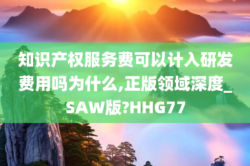 知识产权服务费可以计入研发费用吗为什么,正版领域深度_SAW版?HHG77