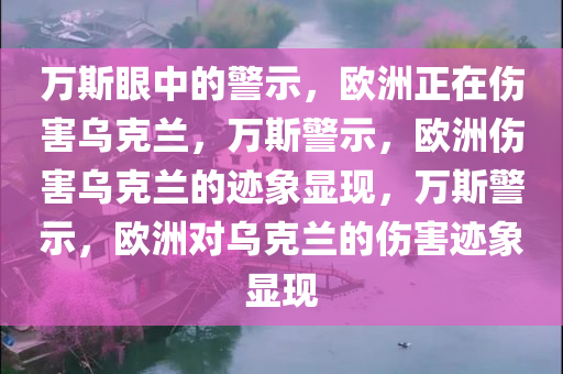 万斯眼中的警示，欧洲正在伤害乌克兰，万斯警示，欧洲伤害乌克兰的迹象显现，万斯警示，欧洲对乌克兰的伤害迹象显现