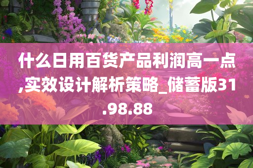 什么日用百货产品利润高一点,实效设计解析策略_储蓄版31.98.88