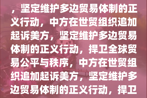 中方在世贸组织追加起诉美方，坚定维护多边贸易体制的正义行动，中方在世贸组织追加起诉美方，坚定维护多边贸易体制的正义行动，捍卫全球贸易公平与秩序，中方在世贸组织追加起诉美方，坚定维护多边贸易体制的正义行动，捍卫全球贸易公平与秩序之战