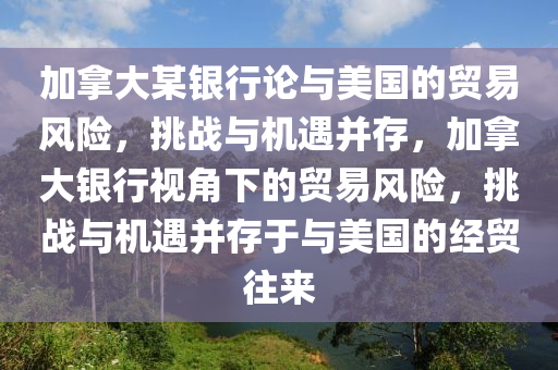 加拿大某银行论与美国的贸易风险，挑战与机遇并存，加拿大银行视角下的贸易风险，挑战与机遇并存于与美国的经贸往来