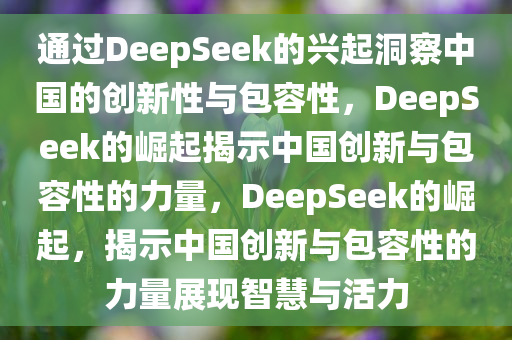 通过DeepSeek的兴起洞察中国的创新性与包容性，DeepSeek的崛起揭示中国创新与包容性的力量，DeepSeek的崛起，揭示中国创新与包容性的力量展现智慧与活力