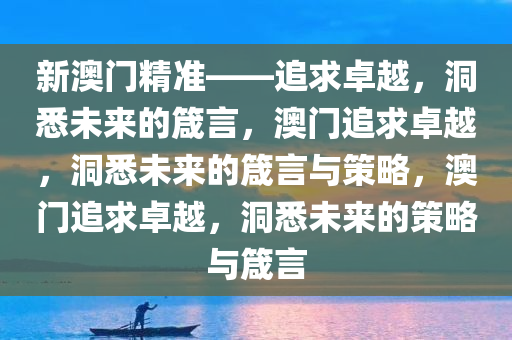 新澳门精准——追求卓越，洞悉未来的箴言，澳门追求卓越，洞悉未来的箴言与策略，澳门追求卓越，洞悉未来的策略与箴言