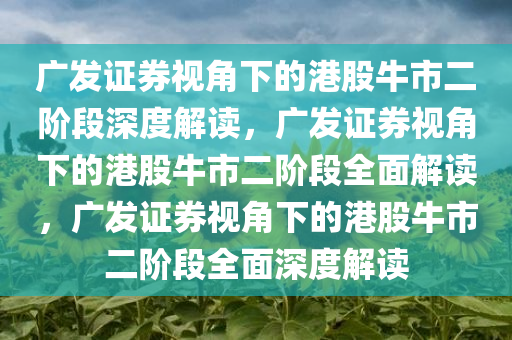 广发证券视角下的港股牛市二阶段深度解读，广发证券视角下的港股牛市二阶段全面解读，广发证券视角下的港股牛市二阶段全面深度解读