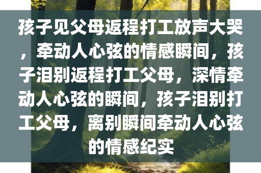 孩子见父母返程打工放声大哭，牵动人心弦的情感瞬间，孩子泪别返程打工父母，深情牵动人心弦的瞬间，孩子泪别打工父母，离别瞬间牵动人心弦的情感纪实