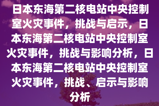 日本东海第二核电站中央控制室火灾事件，挑战与启示，日本东海第二核电站中央控制室火灾事件，挑战与影响分析，日本东海第二核电站中央控制室火灾事件，挑战、启示与影响分析