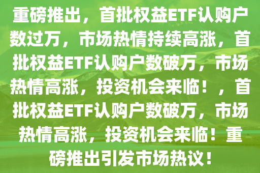 重磅推出，首批权益ETF认购户数过万，市场热情持续高涨，首批权益ETF认购户数破万，市场热情高涨，投资机会来临！，首批权益ETF认购户数破万，市场热情高涨，投资机会来临！重磅推出引发市场热议！