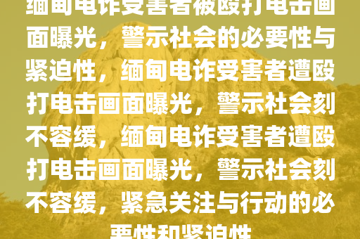 缅甸电诈受害者被殴打电击画面曝光，警示社会的必要性与紧迫性，缅甸电诈受害者遭殴打电击画面曝光，警示社会刻不容缓，缅甸电诈受害者遭殴打电击画面曝光，警示社会刻不容缓，紧急关注与行动的必要性和紧迫性