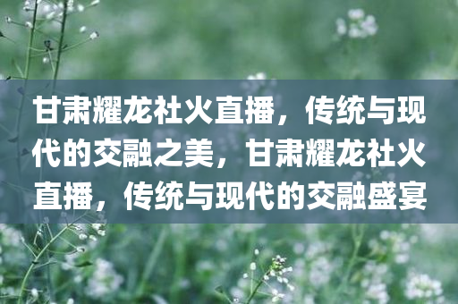 甘肃耀龙社火直播，传统与现代的交融之美，甘肃耀龙社火直播，传统与现代的交融盛宴