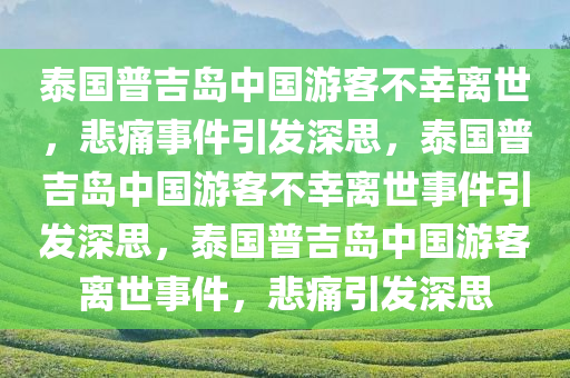 泰国普吉岛中国游客不幸离世，悲痛事件引发深思，泰国普吉岛中国游客不幸离世事件引发深思，泰国普吉岛中国游客离世事件，悲痛引发深思