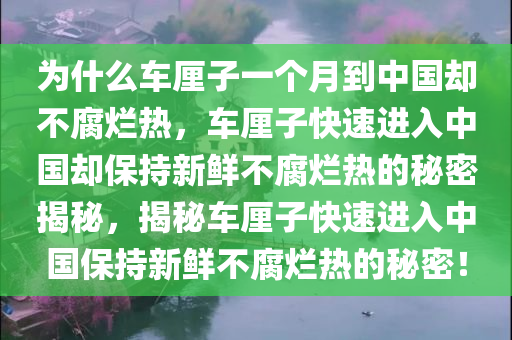 为什么车厘子一个月到中国却不腐烂热，车厘子快速进入中国却保持新鲜不腐烂热的秘密揭秘，揭秘车厘子快速进入中国保持新鲜不腐烂热的秘密！