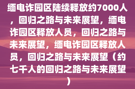 缅电诈园区陆续释放约7000人，回归之路与未来展望，缅电诈园区释放人员，回归之路与未来展望，缅电诈园区释放人员，回归之路与未来展望（约七千人的回归之路与未来展望）