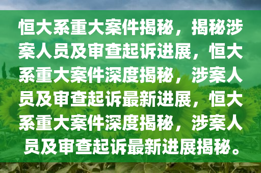 恒大系重大案件揭秘，揭秘涉案人员及审查起诉进展，恒大系重大案件深度揭秘，涉案人员及审查起诉最新进展，恒大系重大案件深度揭秘，涉案人员及审查起诉最新进展揭秘。