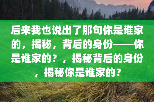 后来我也说出了那句你是谁家的，揭秘，背后的身份——你是谁家的？，揭秘背后的身份，揭秘你是谁家的？