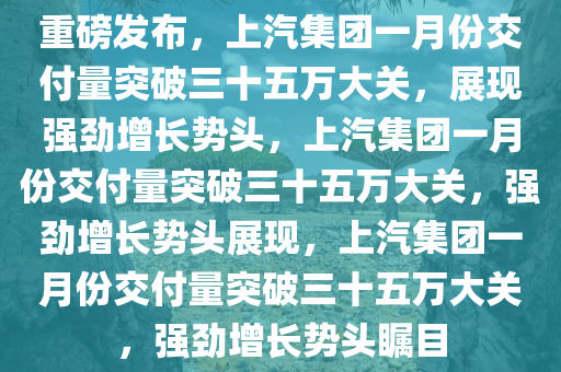 重磅发布，上汽集团一月份交付量突破三十五万大关，展现强劲增长势头，上汽集团一月份交付量突破三十五万大关，强劲增长势头展现，上汽集团一月份交付量突破三十五万大关，强劲增长势头瞩目