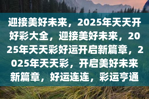 迎接美好未来，2025年天天开好彩大全，迎接美好未来，2025年天天彩好运开启新篇章，2025年天天彩，开启美好未来新篇章，好运连连，彩运亨通