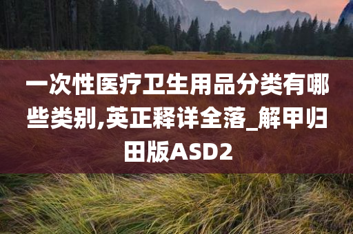 一次性医疗卫生用品分类有哪些类别,英正释详全落_解甲归田版ASD2