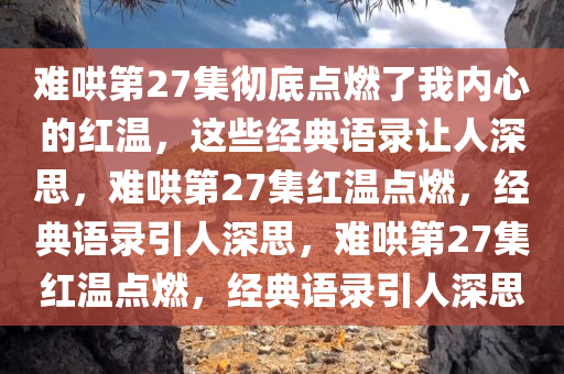 难哄第27集彻底点燃了我内心的红温，这些经典语录让人深思，难哄第27集红温点燃，经典语录引人深思，难哄第27集红温点燃，经典语录引人深思